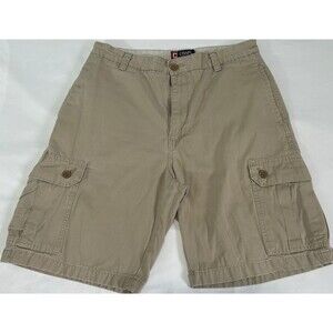 Chaps Cargo Shorts Men’s Size 32 Khaki Tan Cotton Button Pockets Casual.